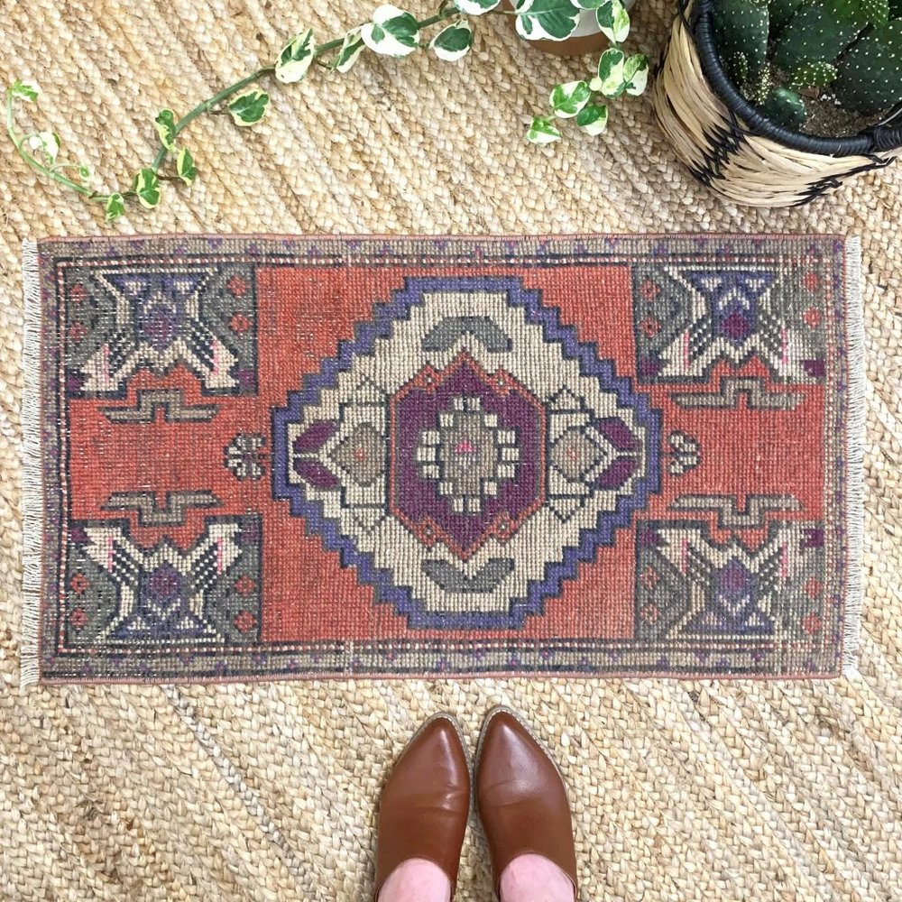 Vintage Small Boho Turkish Decor 2x3 Rug Pink